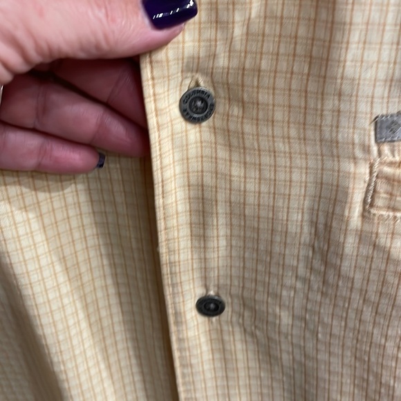 COLUMBIA SPORTWEAR men’s eco friendly cotton button down shirt yellow plaid L - Picture 7 of 14